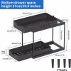 2 Pack Double Sliding Under Sink Organizers and Storage, Two Tier Bathroom Storage and organization, Under Cabinet Organizer with Hooks Hanging , Home