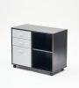 32'' Wide 3 -Drawer Mobile Lateral Filing Cabinet; Black oak and Grey File Cabinet with Printer Stand for Home Office