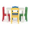 Children's wooden table and 4 chairs set; white and junior