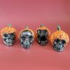 4PCS Halloween Outdoor Yard Decorations Evil Pumpkin Resin Skull Skull Outdoor Garden Decorations