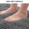 Non Slip Chenille Bath Mat for Bathroom Rugs 40" x 60"; Extra Soft and Absorbent Microfiber Shag Rug; Machine Wash Dry; Shower; and Room- Dark Gray