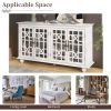 TREXM Sideboard with Adjustable Height Shelves; Metal Handles; and 4 Doors for Living Room; Bedroom; and Hallway (Antique White)