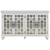 TREXM Sideboard with Adjustable Height Shelves; Metal Handles; and 4 Doors for Living Room; Bedroom; and Hallway (Antique White)