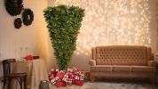 7.4 ft Upside Down Green Christmas Tree Hinged Spruce Full Tree 1500 branch tips