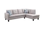 Grey White Flannel Living Room Sofa Set