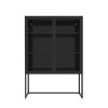 47.2 inches high Metal Storage Cabinet with 2 Mesh Doors; Suitable for Office; Dining Room and Living Room; Black