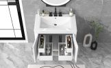 30" Bathroom Vanity with Sink, Multi-functional Bathroom Cabinet with Doors and Drawers, Solid Frame and MDF Board, White