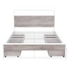 Full Size Metal Platform Bed Frame with  Four Drawers,Sockets and USB Ports ,Slat Support No Box Spring Needed