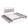 Full Size Metal Platform Bed Frame with  Four Drawers,Sockets and USB Ports ,Slat Support No Box Spring Needed