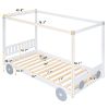 Twin Size Canopy Car-Shaped Platform Bed,Natural+Brown(Expected Arrival Time:7.25)