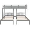 Twin over Twin & Twin Bunk Bed with Built-in Middle Drawer