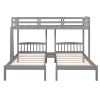 Twin over Twin & Twin Bunk Bed with Built-in Middle Drawer