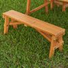 Wood Outdoor Picnic Table with Three Benches, Amber