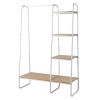 Clothes Rack with 5 Wood Shelf, Freestanding Clothing Rack, Garment Rack, Standing Metal Sturdy Clothing Rack, White