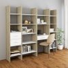 Book Cabinet White and Sonoma Oak 23.6"x13.8"x70.9" Engineered Wood