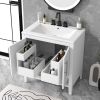 30" Bathroom Vanity with Sink, Multi-functional Bathroom Cabinet with Doors and Drawers, Solid Frame and MDF Board, White