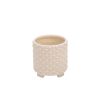 S/2 CERAMIC 6/8" FOOTED PLANTERS W/ DOTS, WHITE