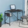 31.5" Computer Desk/ Home office desk With Wire Storage Basket - walnut &amp; black