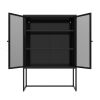 47.2 inches high Metal Storage Cabinet with 2 Mesh Doors; Suitable for Office; Dining Room and Living Room; Black