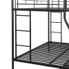 Twin over Full Bed with Sturdy Steel Frame, Bunk Bed with Twin Size Trundle, Two-Side Ladders, Black