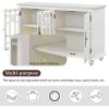 TREXM Sideboard with Adjustable Height Shelves; Metal Handles; and 4 Doors for Living Room; Bedroom; and Hallway (Antique White)