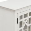 TREXM Sideboard with Adjustable Height Shelves; Metal Handles; and 4 Doors for Living Room; Bedroom; and Hallway (Antique White)