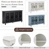 TREXM Sideboard with Adjustable Height Shelves; Metal Handles; and 4 Doors for Living Room; Bedroom; and Hallway (Antique White)