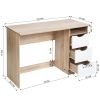 43.3'Wood Corner Writing Table with Shelf 3 Drawers Storage;  Oak & White