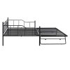 Full Size Metal Daybed with Twin Size Adjustable Trundle, Portable Folding Trundle