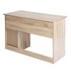 43.3'Wood Corner Writing Table with Shelf 3 Drawers Storage;  Oak & White