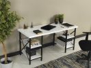 Furnish Home Store Diana Metal Frame 60" Extra Wide Wood Top 4 Shelves Writing and Computer Desk for Home Office; White