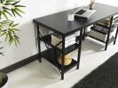 Furnish Home Store Buket Metal Frame 60" Extra Wide Wood Top 4 Shelves Writing and Computer Desk for Home Office; Black