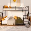 Black Twin over Full Metal Bunk Bed with Comfortable Rungs; Easy to assemble