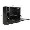 Wall Mounted Laptop Desk, Wooden Drop-Leaf Table with Storage Drawer & Shelves, Home Office Hanging Computer Workstation, Black