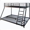 Black Twin over Full Metal Bunk Bed with Comfortable Rungs; Easy to assemble