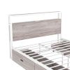 Full Size Metal Platform Bed Frame with  Four Drawers,Sockets and USB Ports ,Slat Support No Box Spring Needed