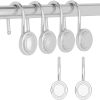 Silver Shower Curtain Hook; Zinc Alloy Hook; Round; Set of 12