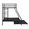 Twin over Full Bed with Sturdy Steel Frame, Bunk Bed with Twin Size Trundle, Two-Side Ladders, Black