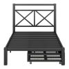 Metal Platform Bed with 2 Drawers;  Twin (Black)