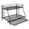 Twin over Full Bed with Sturdy Steel Frame, Bunk Bed with Twin Size Trundle, Two-Side Ladders, Black