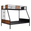 Twin-over-full bunk bed modern style steel frame bunk bed with safety rail, built-in ladder for bedroom, dorm, boys, girls, adults