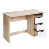 43.3'Wood Corner Writing Table with Shelf 3 Drawers Storage;  Oak & White