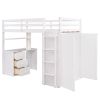 Twin size Loft Bed with Drawers,Desk,and Wardrobe