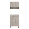 Della 60 Kitchen Pantry with Countertop; Closed & Open Storage -Light Gray