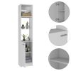 Malaga Linen Cabinet; Two Interior Shelves; Three External Shelves; Single Door -White