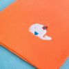 [White Whale - Orange] Embroidered Applique Coral Fleece Baby Throw Blanket (29.5 by 39.4 inches)