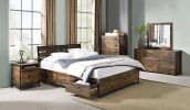 ACME Juvanth Queen Bed WStorage in Rustic Oak & Black Finish 24260Q