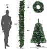 Pre-lit Xmas Tree Artificial Christmas 4-Piece Set,Garland, Wreath and Set of 2