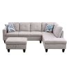 Grey White Flannel Living Room Sofa Set