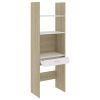 Book Cabinet White and Sonoma Oak 23.6"x13.8"x70.9" Engineered Wood